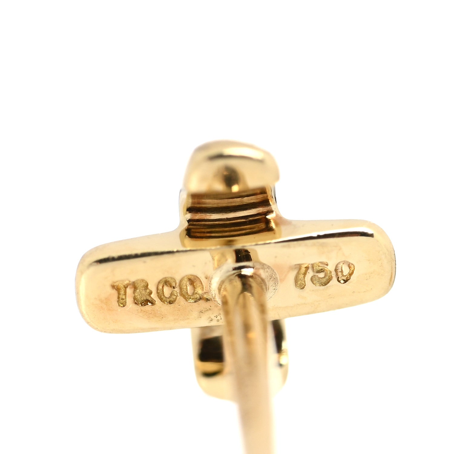 Tiffany 18K Yellow Gold 5mm Cross Stitch Earrings 4 of 4