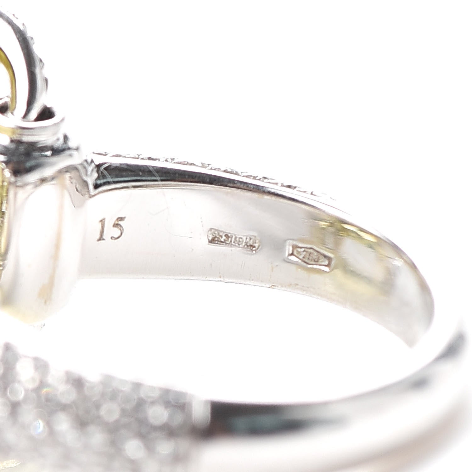 Gucci 18K White Gold Diamond Lemon Quartz Horsebit Ring 55 7.25 4 of 6