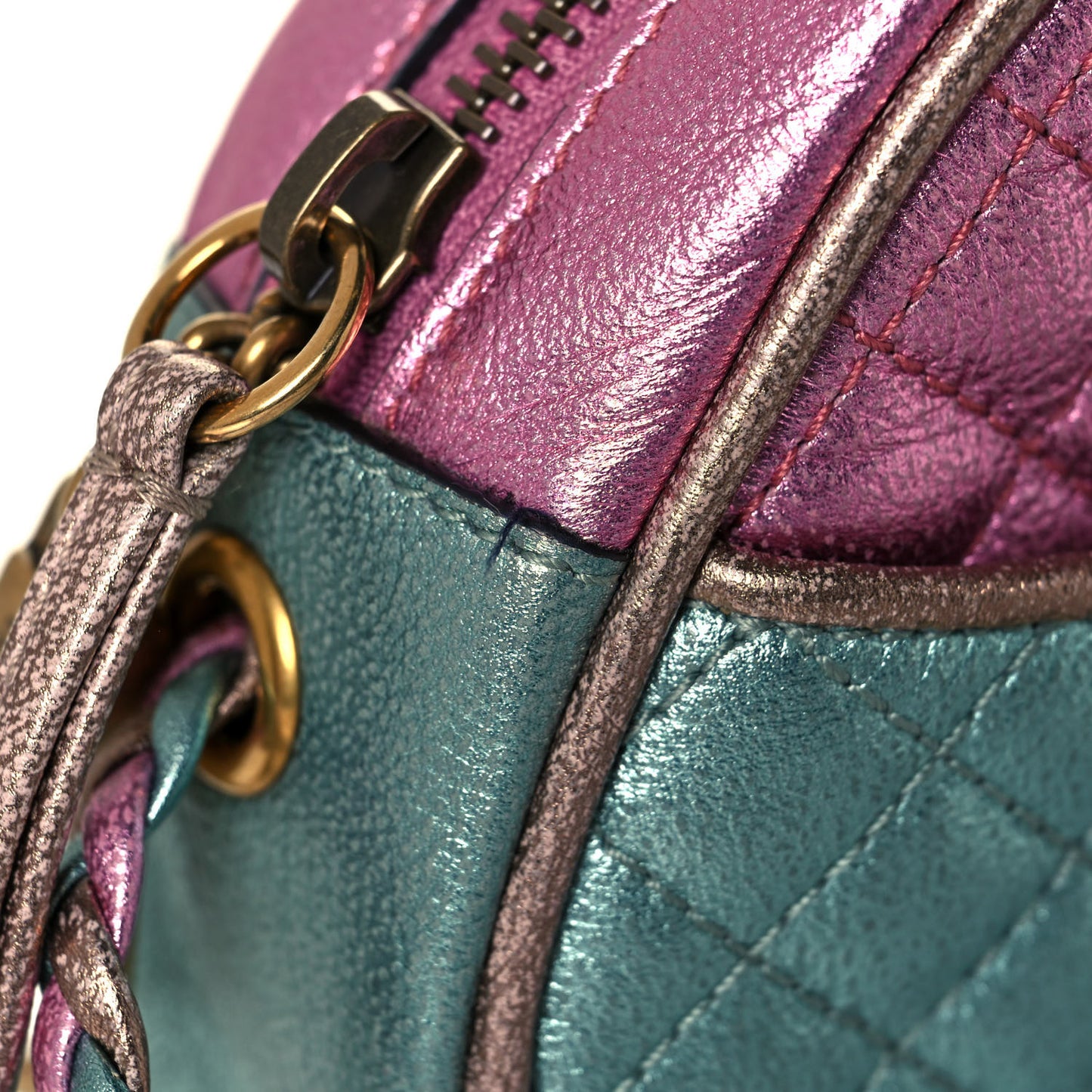Laminated Nappa Trapuntata Mini Zumi Dome Shoulder Bag Rosa Lago Rame