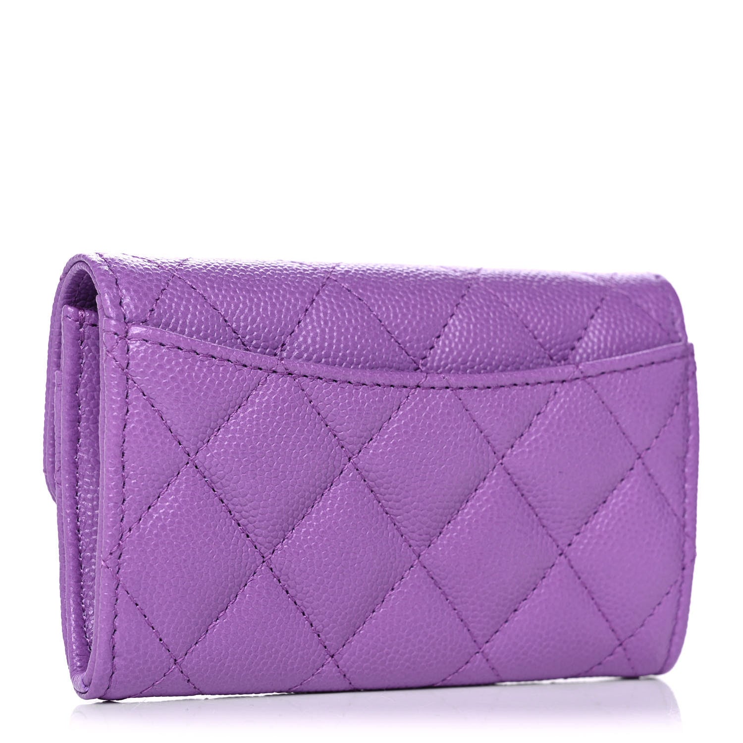 Chanel Caviar Quilted Flap Card Holder Wallet Purple 3 of 12