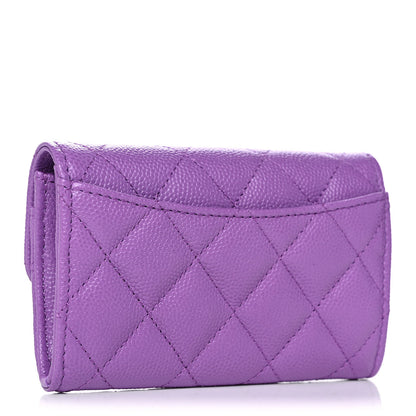 Chanel Caviar Quilted Flap Card Holder Wallet Purple 3 of 12