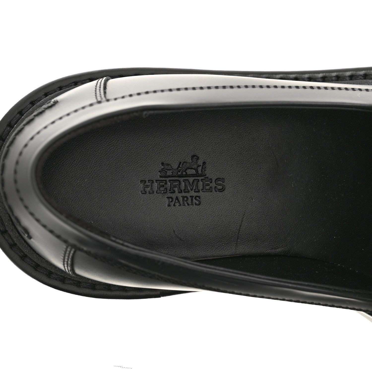 Hermes Calfskin Womens Icone Loafers 37 Black 7 of 10