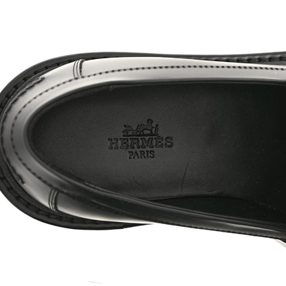 Hermes Calfskin Womens Icone Loafers 37 Black 7 of 10