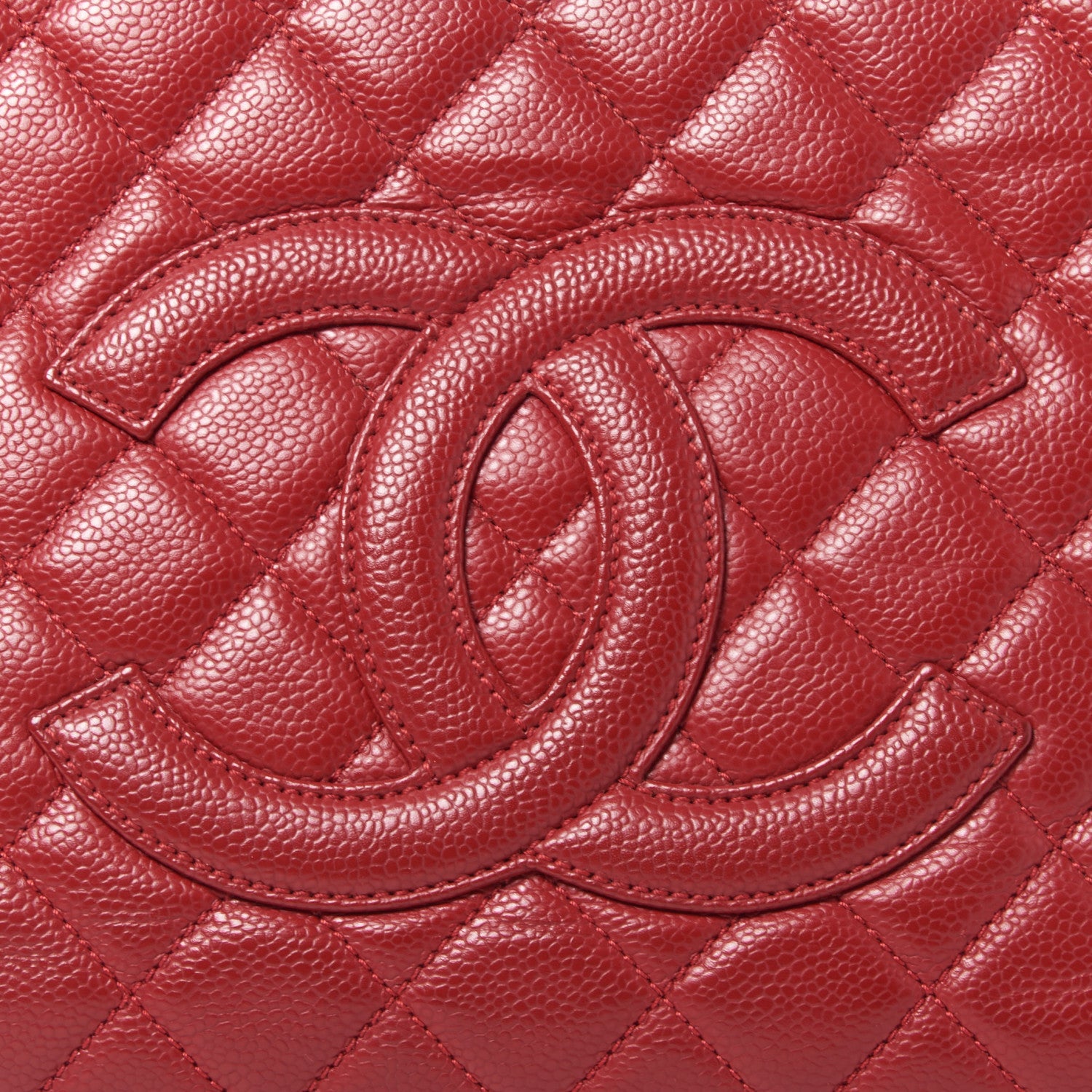 Chanel Caviar Quilted Grand Shopping Tote GST Red 7 of 9