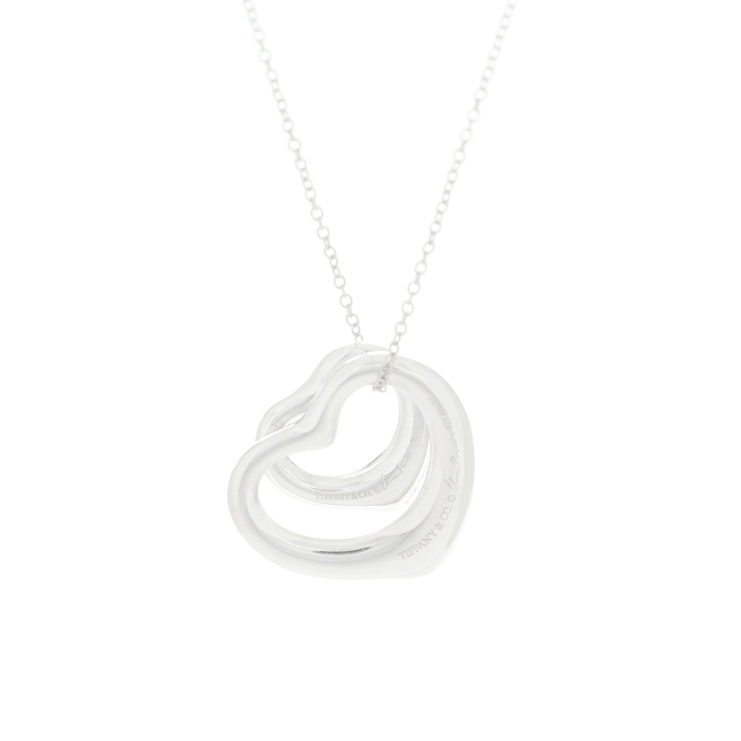 Tiffany Sterling Silver Elsa Peretti Double Open Heart Pendant Necklace 6 of 6