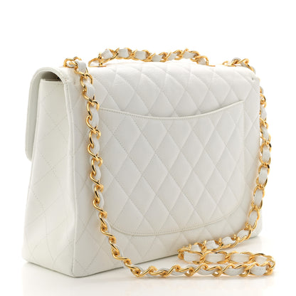 Chanel Caviar Quilted Jumbo Single Flap White 3 of 11