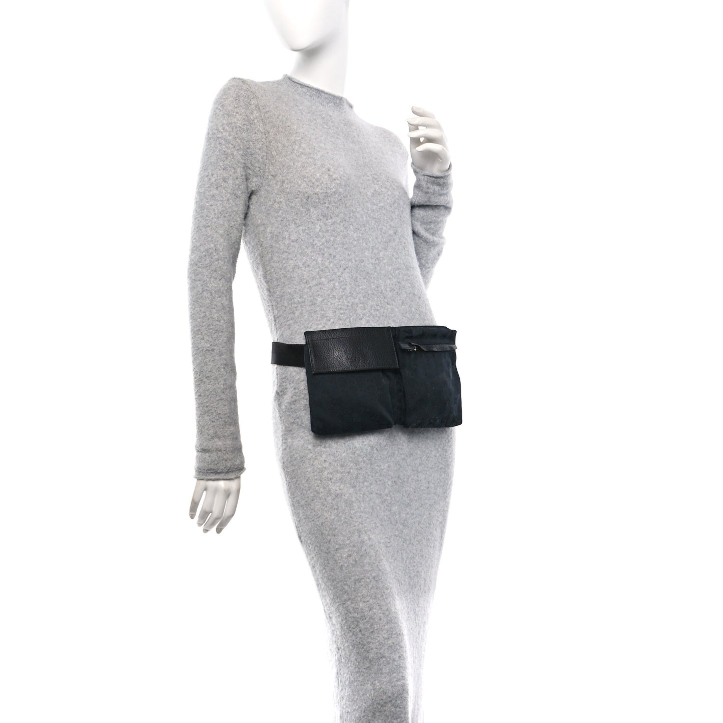 GG Monogram Double Pocket Belt Bag Black