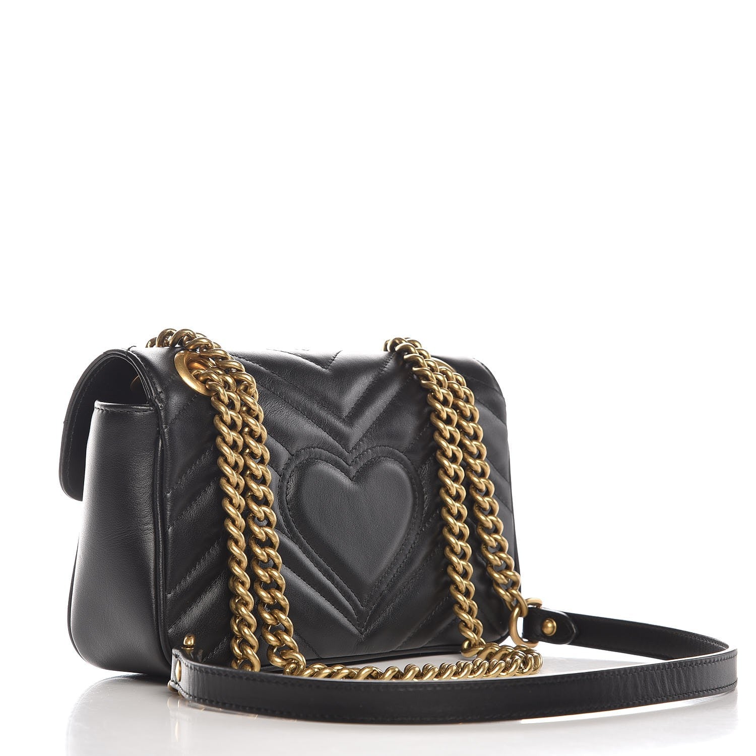 Gucci Calfskin Matelasse Mini GG Marmont Shoulder Bag Black 4 of 8