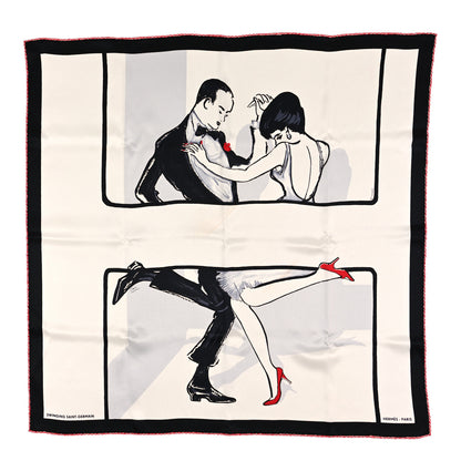 Hermes Silk Swinging Saint Germain Scarf 70 White Black Rouge 1 of 3