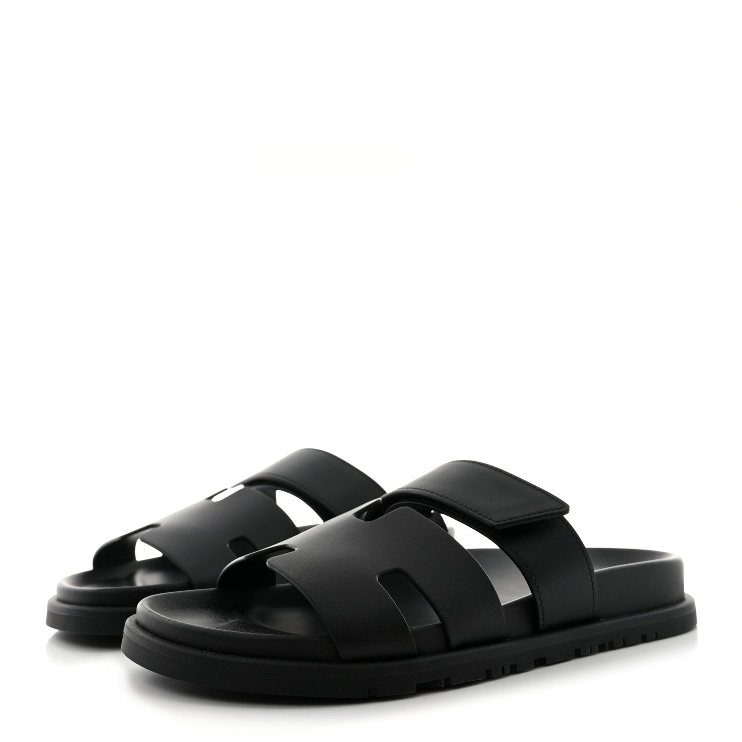 Hermes Calfskin Mens Chypre Sandals 39 Black 3 of 9