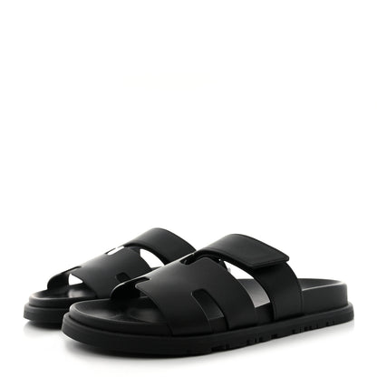 Hermes Calfskin Mens Chypre Sandals 39 Black 3 of 9