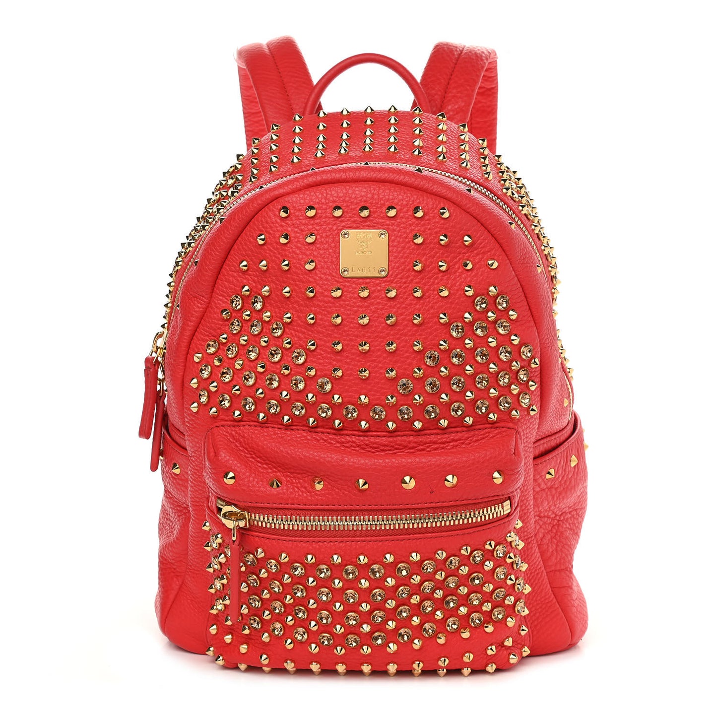 Calfskin Swarovski Small Stark Diamond Backpack Red