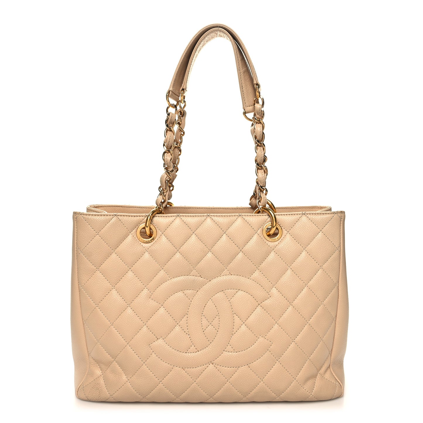 Caviar Quilted Grand Shopping Tote GST Beige Clair