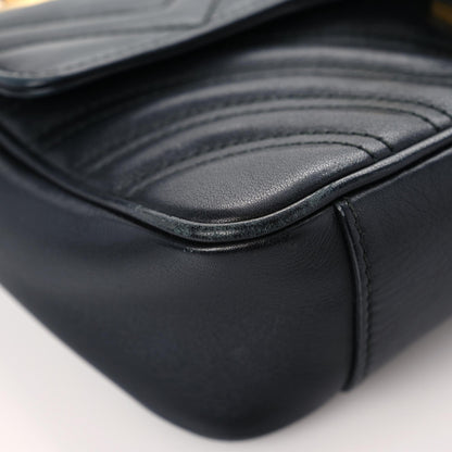 Gucci Calfskin Matelasse Mini GG Marmont Shoulder Bag Black 9 of 17
