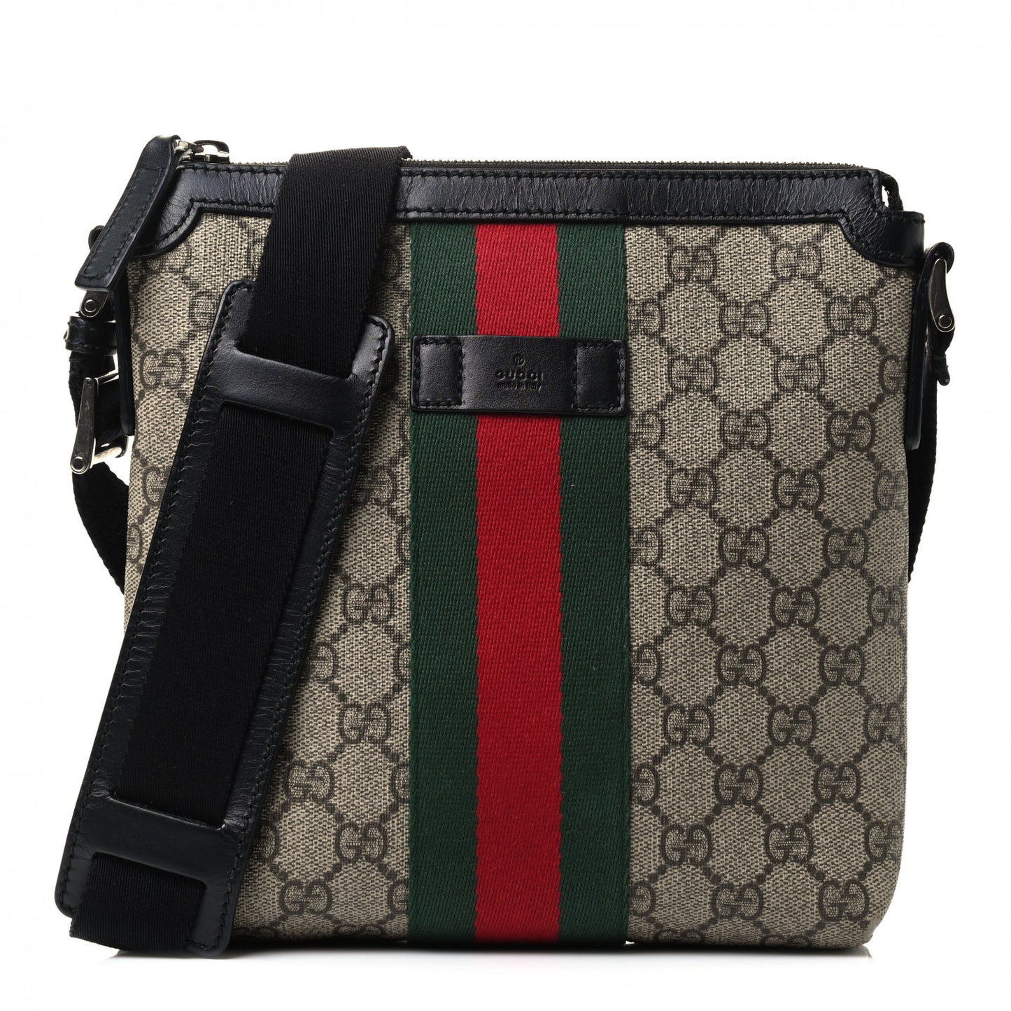 GG Supreme Monogram Web Messenger Bag Black