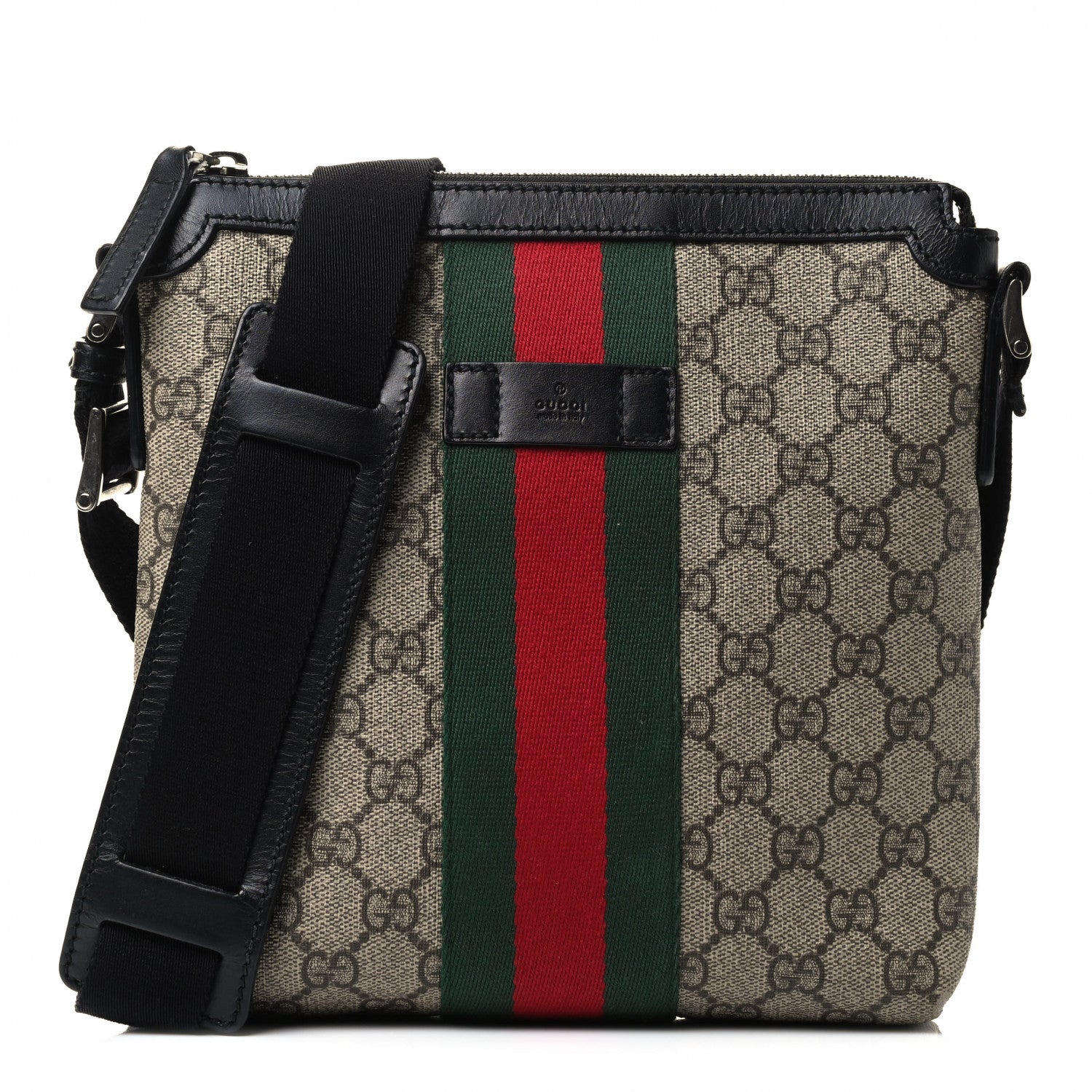 Gucci GG Supreme Monogram Web Messenger Bag Black 1 of 4