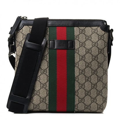Gucci GG Supreme Monogram Web Messenger Bag Black 1 of 4