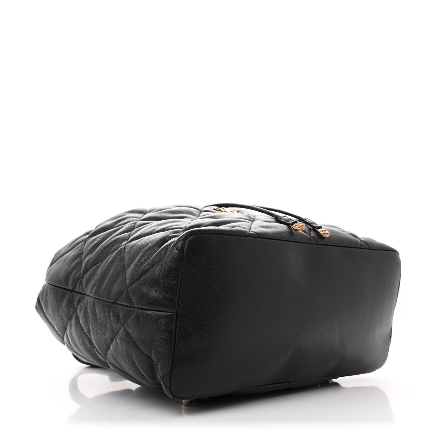 Lambskin Quilted Drawstring Backpack Black