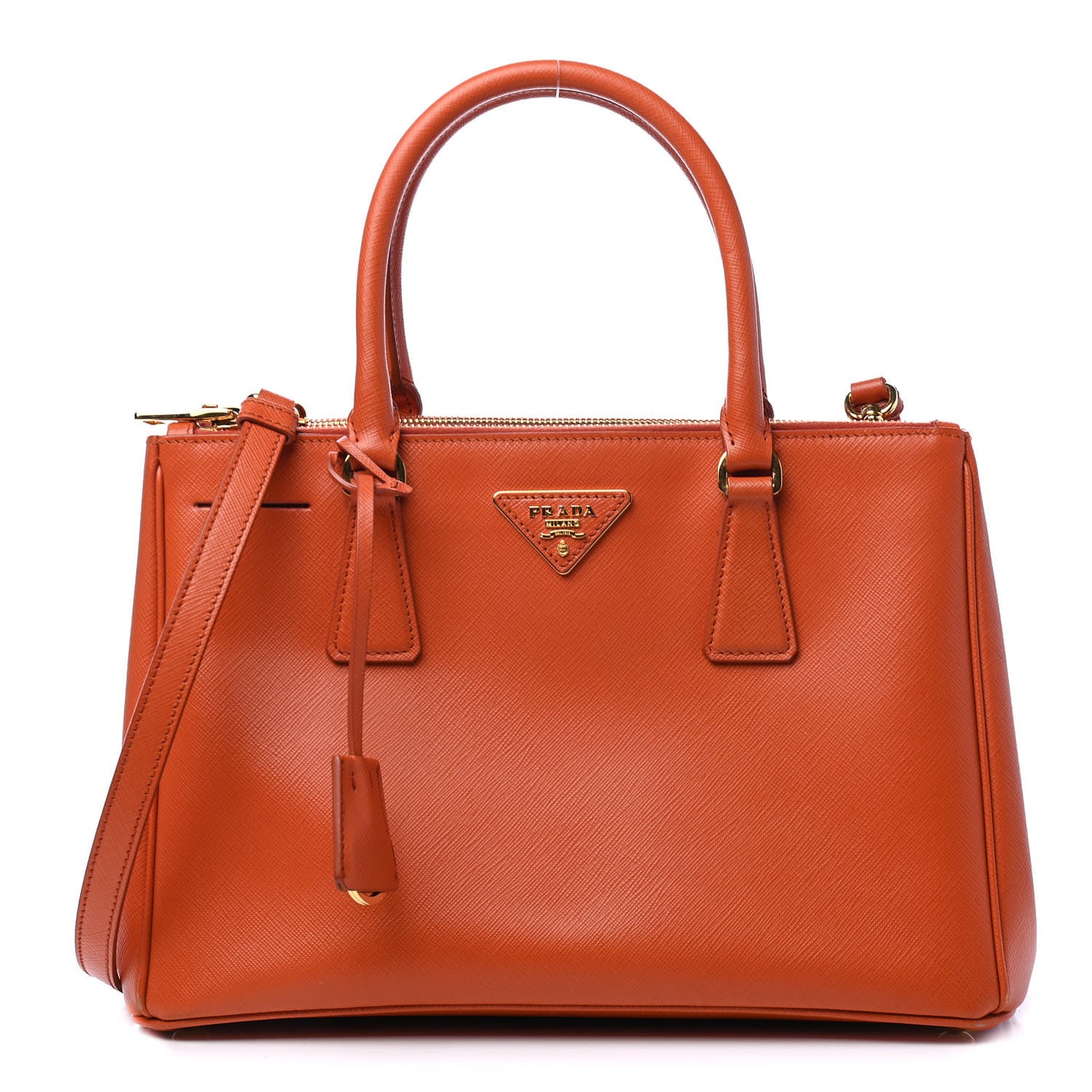 Saffiano Small Galleria Double Zip Tote Papaya