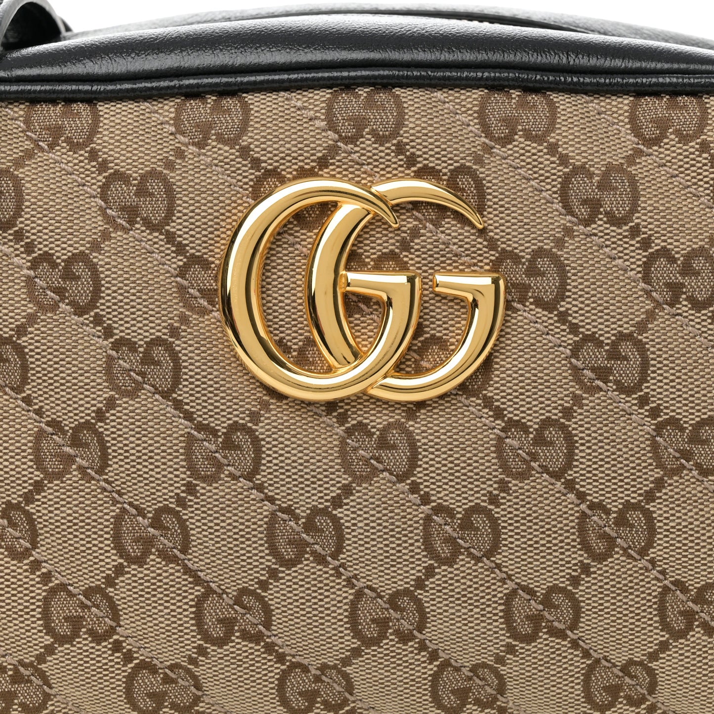 Monogram Matelasse Diagonal Small GG Marmont Chain Shoulder Bag Beige Black