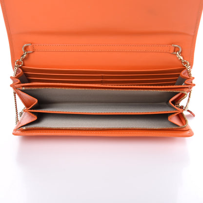 Versace Calfskin Chain Flap Wallet Orange 5 of 10