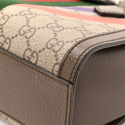 Gucci GG Supreme Monogram Equestrian Web Small Ophidia Tote Bag Beige Multicolor New Acero 12 of 15