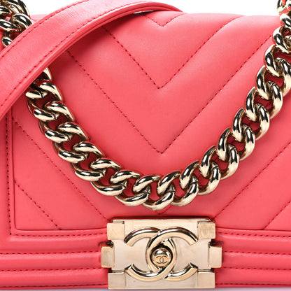 Chanel Calfskin Chevron Quilted Small Boy Flap Pink 8 of 17