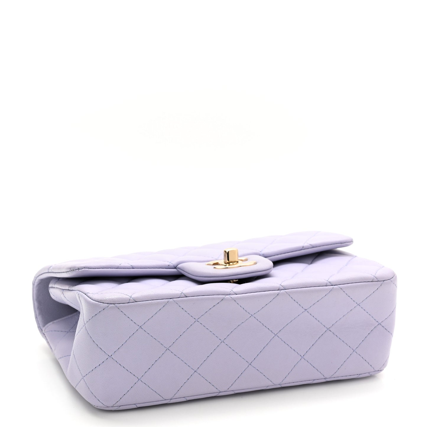 Lambskin Quilted Mini Top Handle Rectangular Flap Light Purple