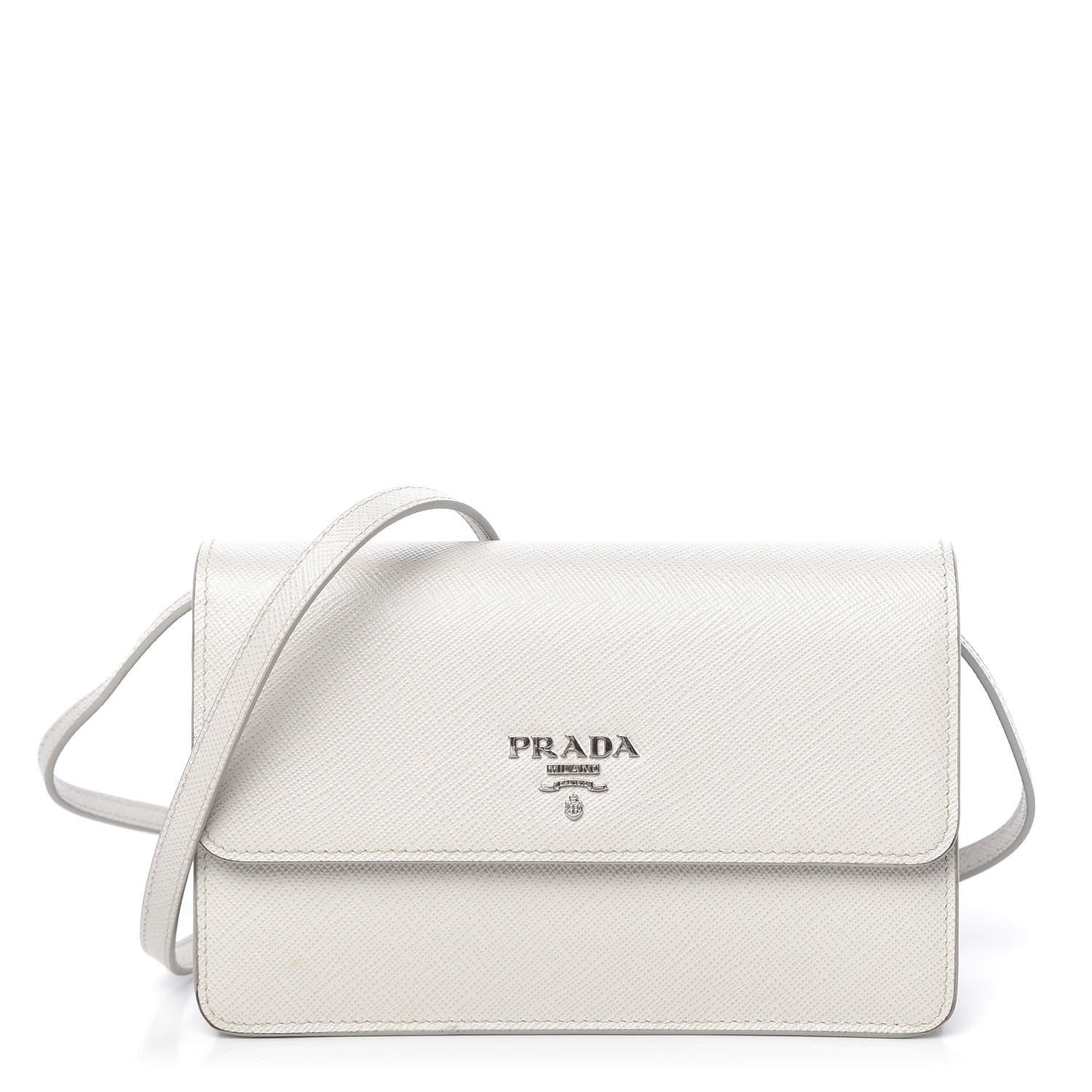 Prada Saffiano Metal Flap Wallet With Strap Talco 1 of 9