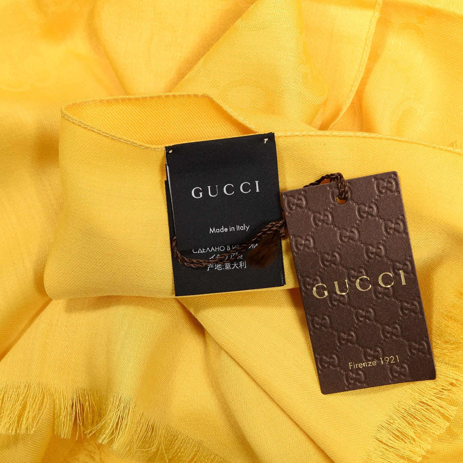 Gucci Wool Silk GG Monogram GGNat Plus Scarf Sun 3 of 3