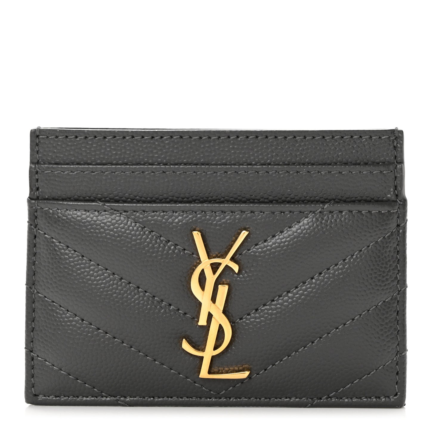 Grain De Poudre Matelasse Chevron Monogram Credit Card Case Storm