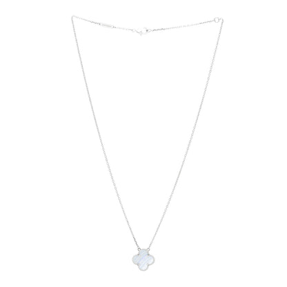 Van Cleef & Arpels 18k White Gold Chalcedony Vintage Alhambra Pendant Necklace 3 of 6