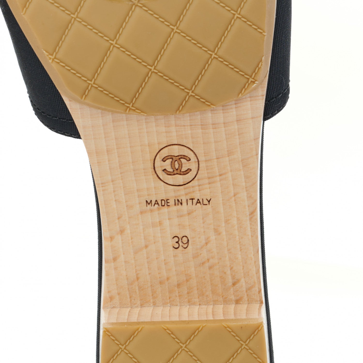 Chanel Grosgrain Camellia CC Sandal Mules 39 Black 6 of 7