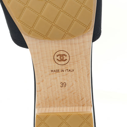 Chanel Grosgrain Camellia CC Sandal Mules 39 Black 6 of 7