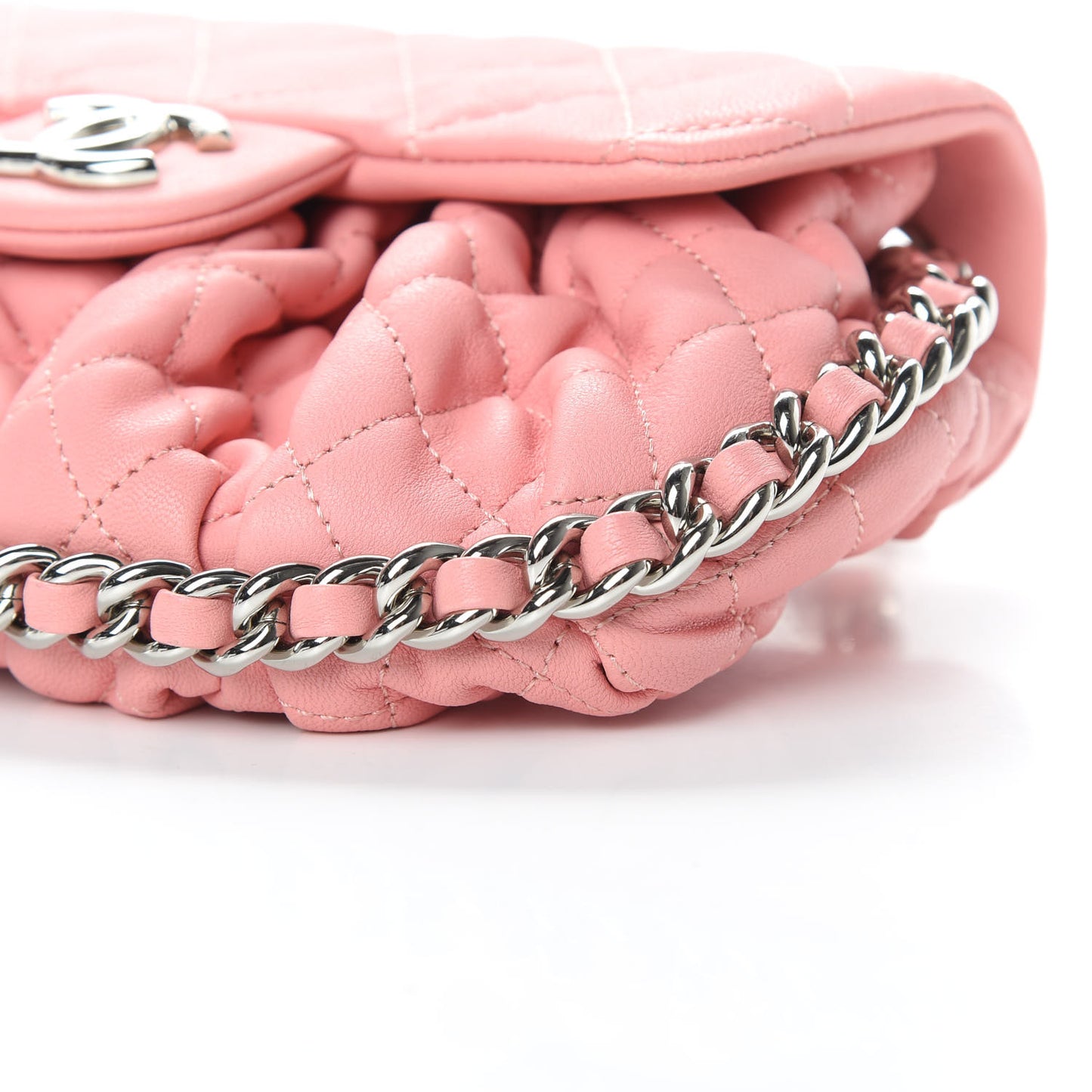 Washed Lambskin Quilted Mini Chain Around Messenger Pink