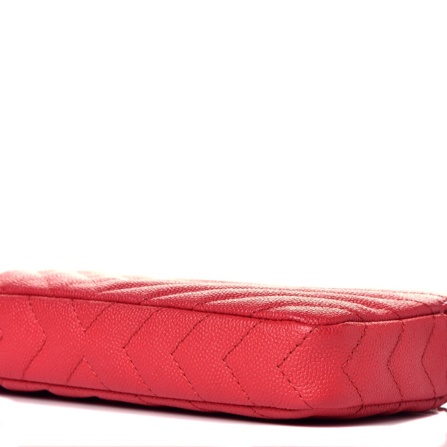Chanel Caviar Chevron Quilted Small Clutch With Chain Light Red 8 of 8