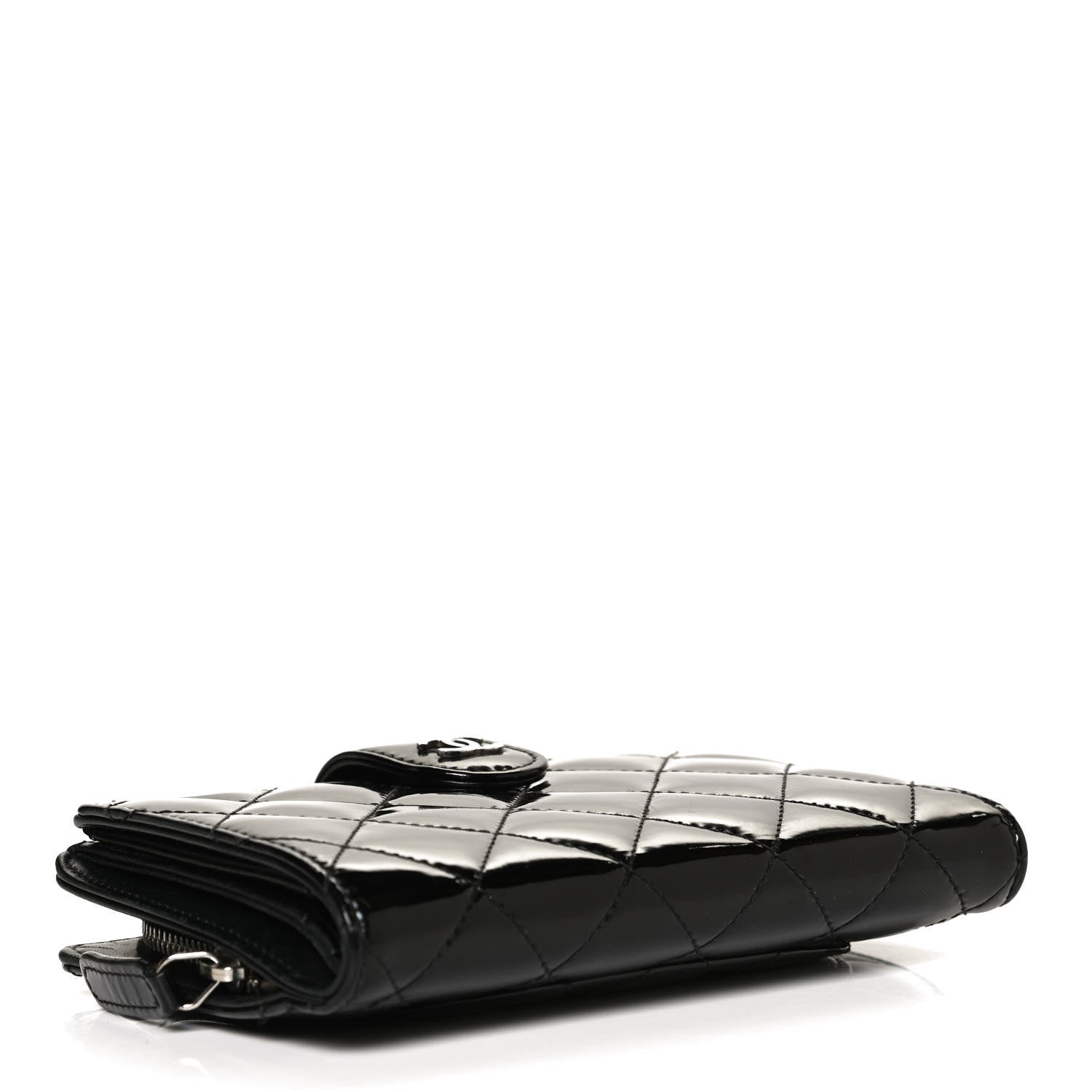 Chanel Patent Quilted Zip Pocket Wallet Black 4 of 11