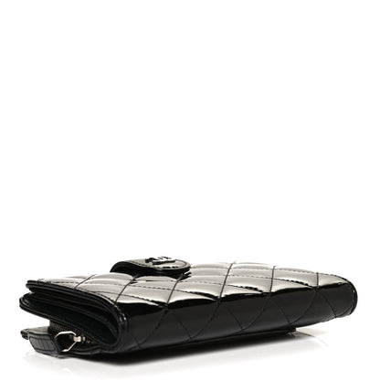 Chanel Patent Quilted Zip Pocket Wallet Black 4 of 11