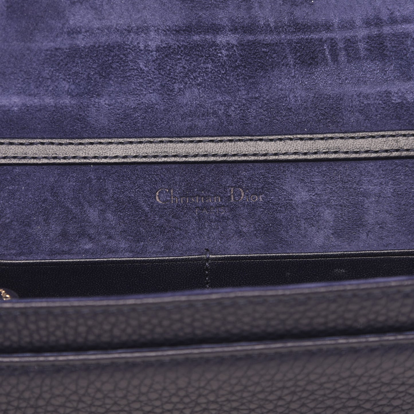 Grained Calfskin Diorama Wallet on Chain Pouch Indigo