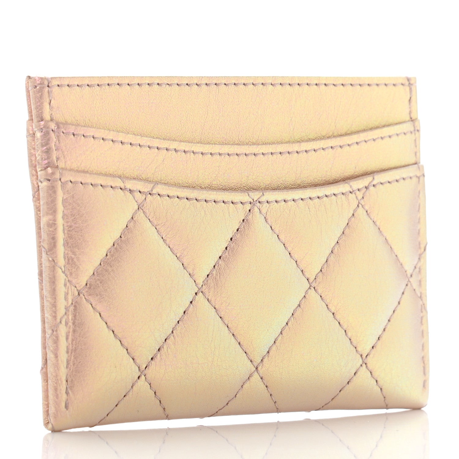 Chanel Iridescent Calfskin Quilted Card Holder Pink 3 of 9