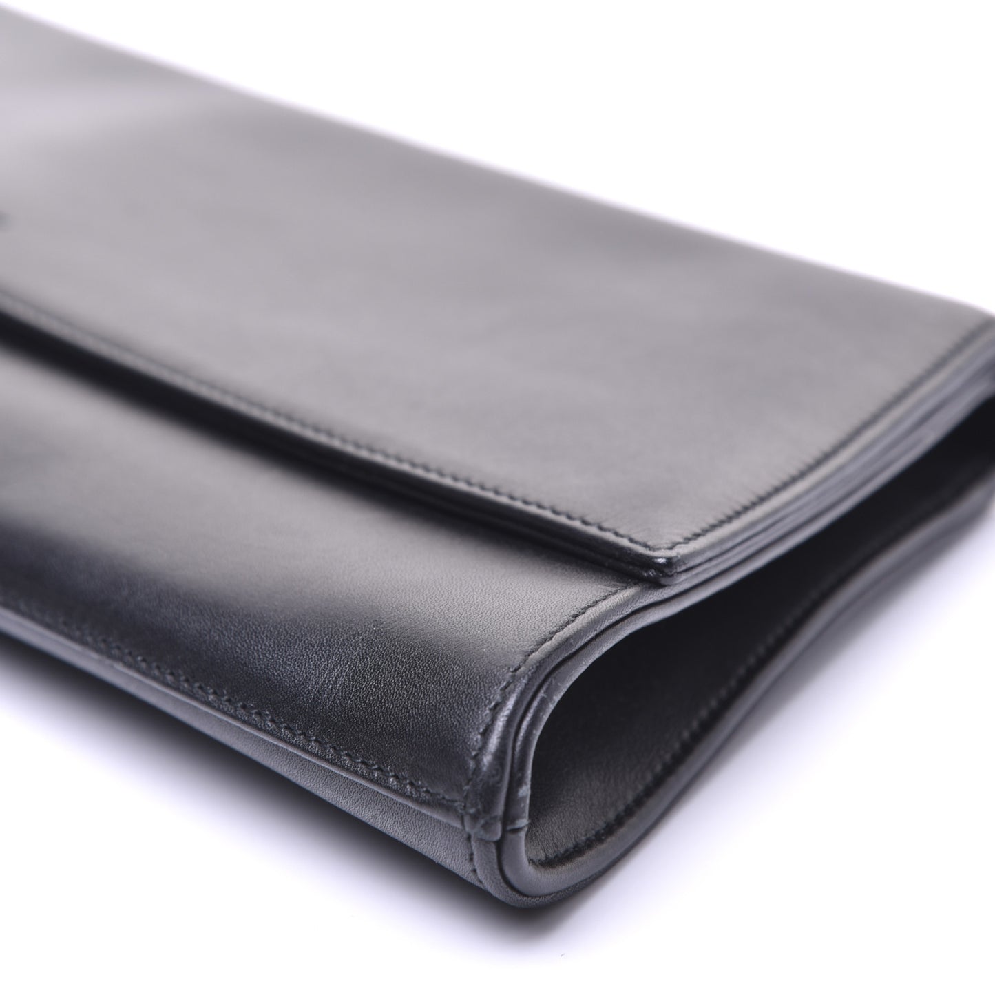 Calfskin Diagonal Clutch Black