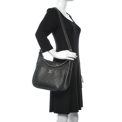 Chanel Calfskin Quilted Large Jungle Stroll Hobo Bag Black 2 of 10