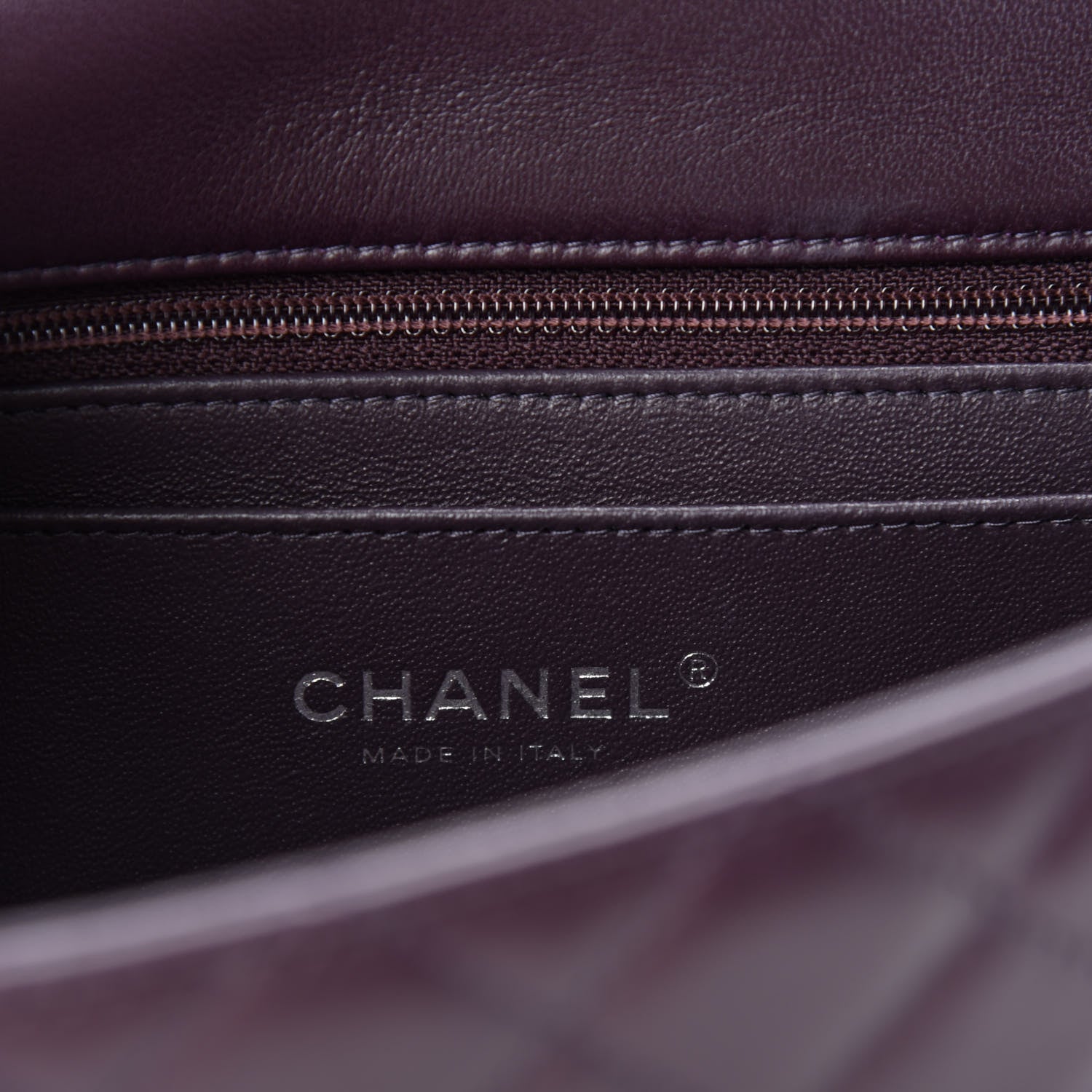 Chanel Lambskin Quilted Mini Rectangular Flap Dark Purple 8 of 11