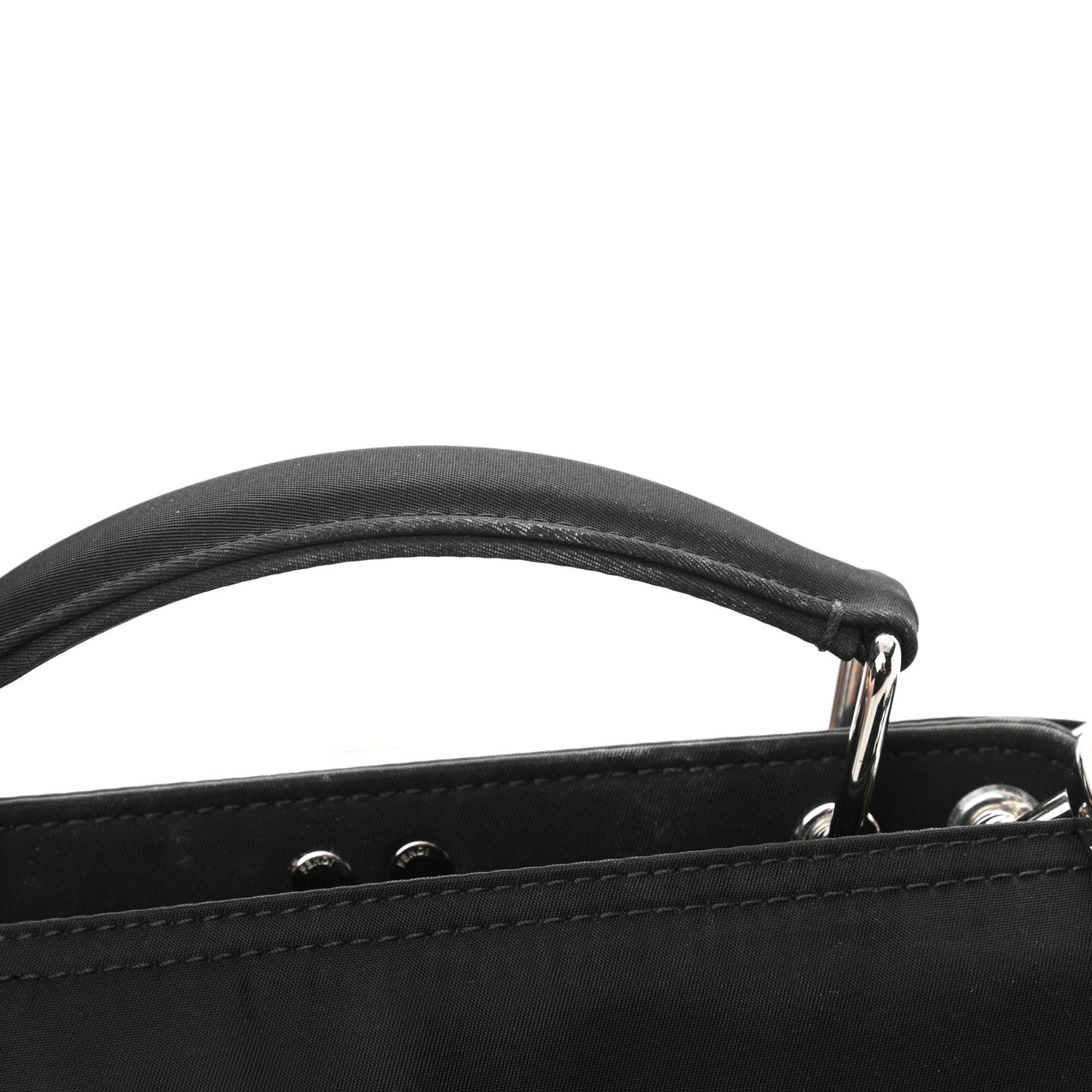 Nylon Vitello Cover Logo Embossed Mini Peekaboo I SEE U Satchel Black White