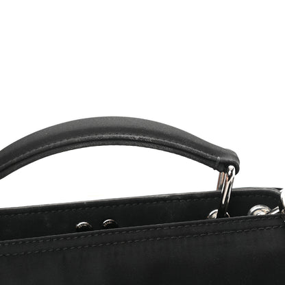 Fendi Nylon Vitello Cover Logo Embossed Mini Peekaboo I SEE U Satchel Black White 17 of 17