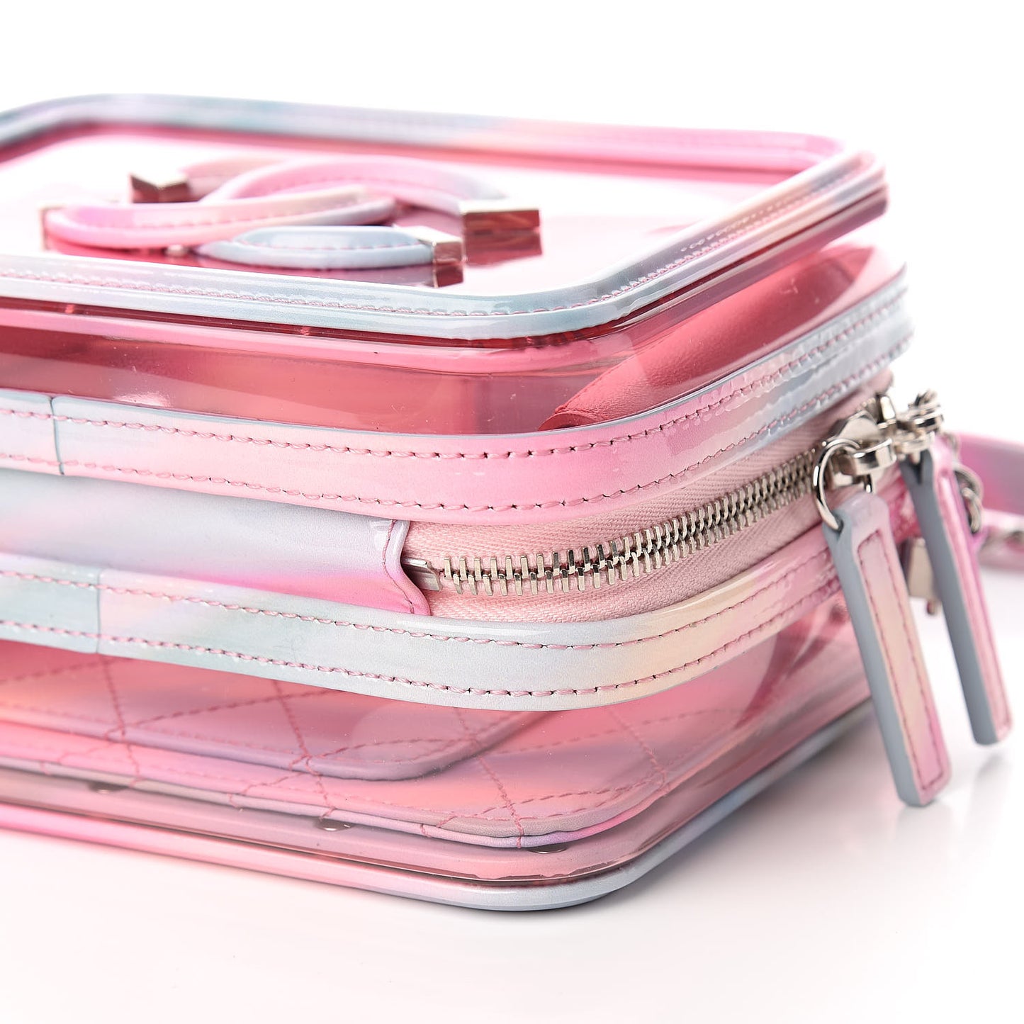 PVC Patent Calfskin Patent Lambskin Small CC Vanity Case Pink