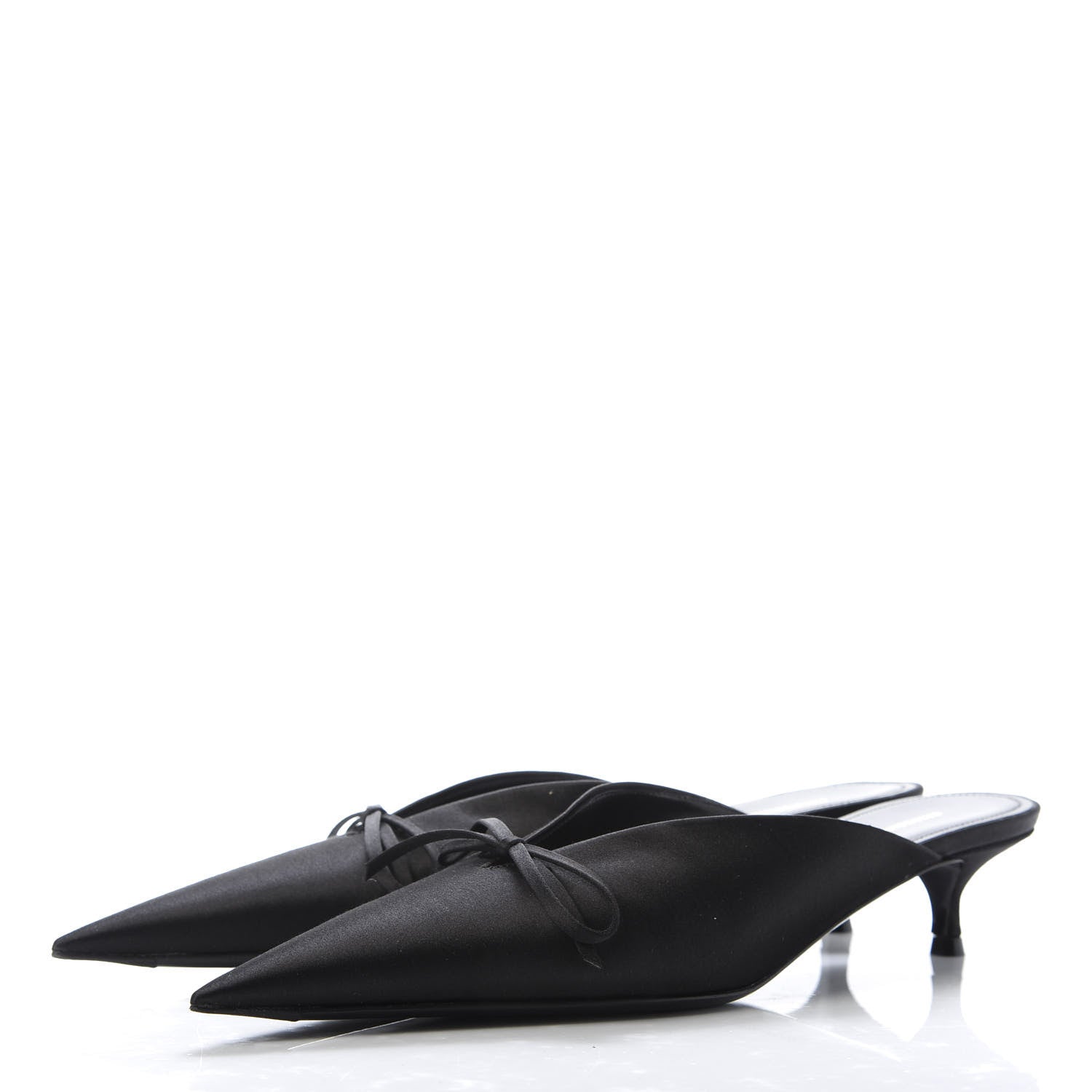 Balenciaga Satin Pointed Toe Knife 40mm Mules 38 Black 3 of 10