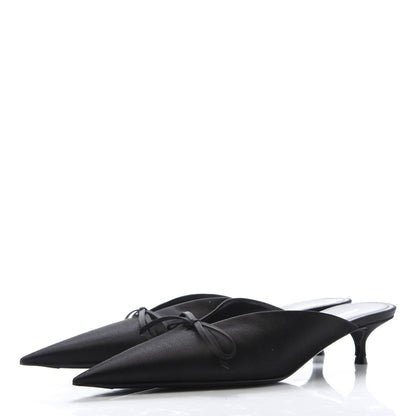 Balenciaga Satin Pointed Toe Knife 40mm Mules 38 Black 3 of 10