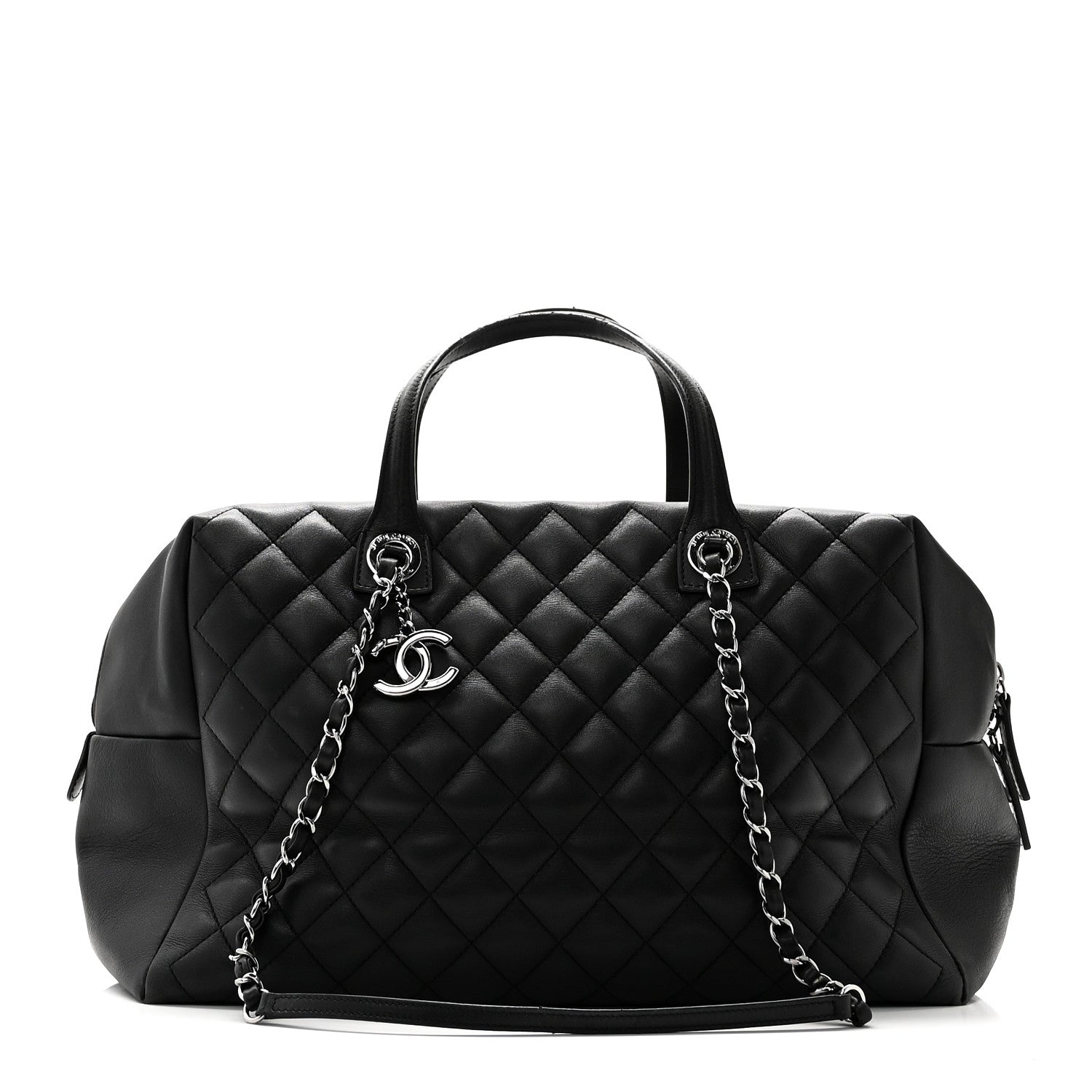 Chanel Calfskin Quilted Feather Weight Bowling Bag Black 1 of 11