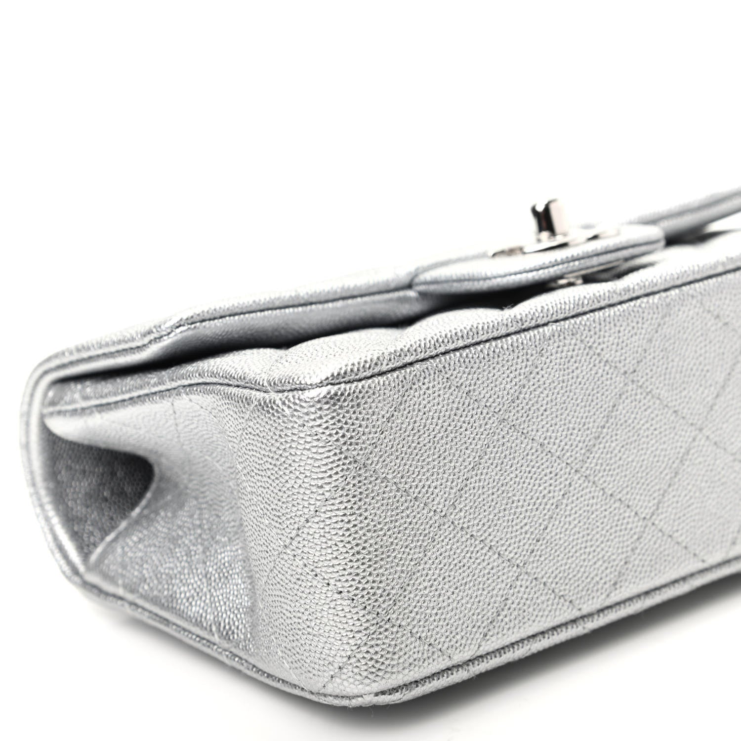 Chanel Metallic Caviar Quilted Mini Top Handle Rectangular Flap Silver 8 of 9
